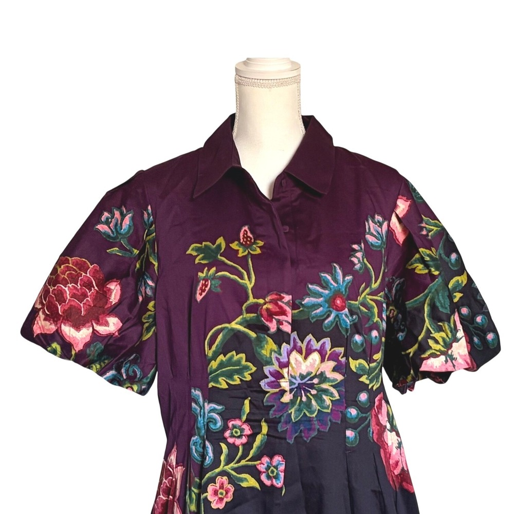 Tuckernuck Floral Midi Dress XL Button Front Shirt Dress NWT Statement Print - Picture 3 of 7